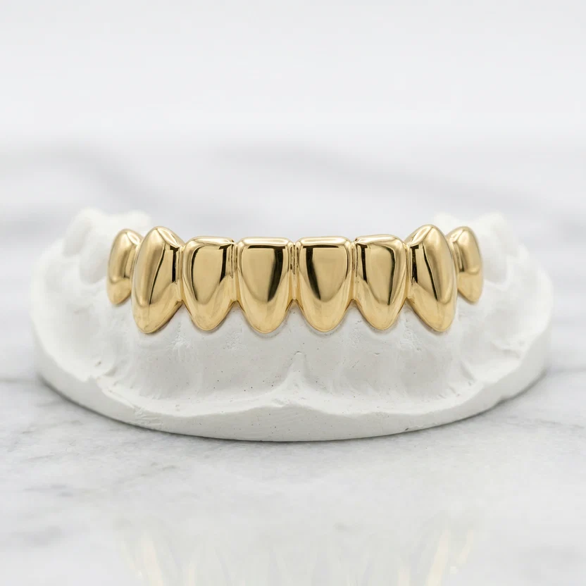 Solid Yellow Gold 8 Piece Bottom Grillz