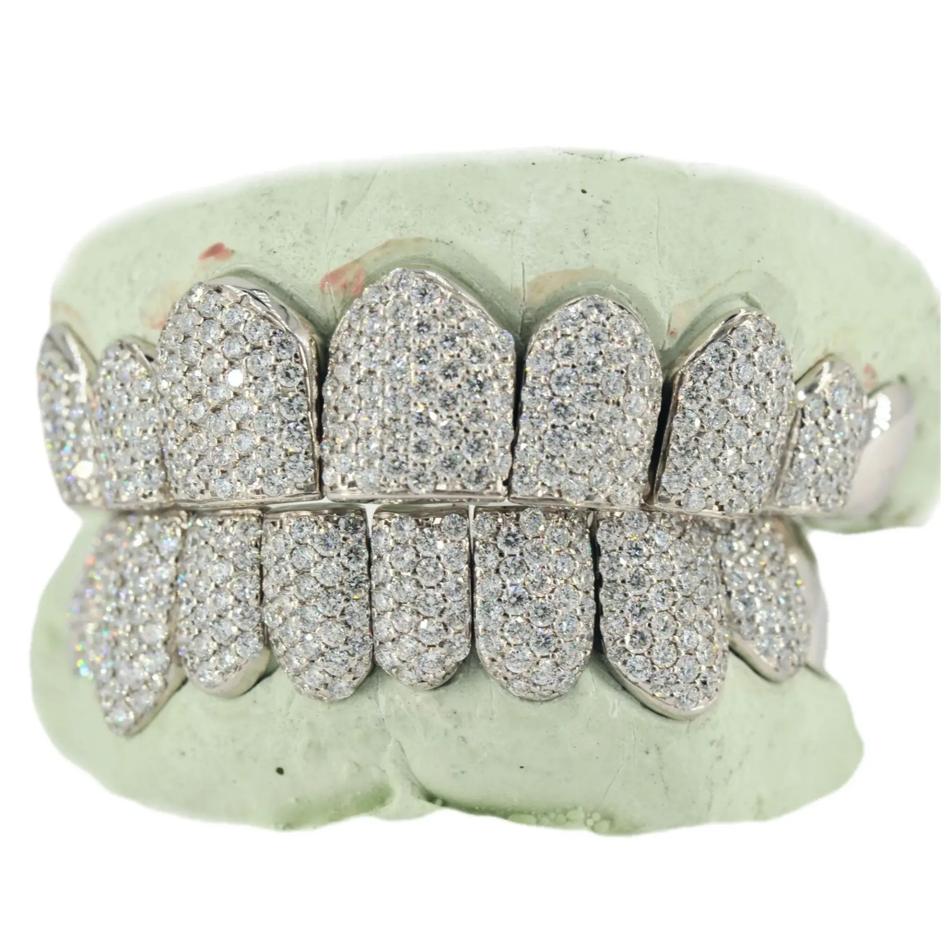 Full Set VVS Diamond Pave White Gold Grillz