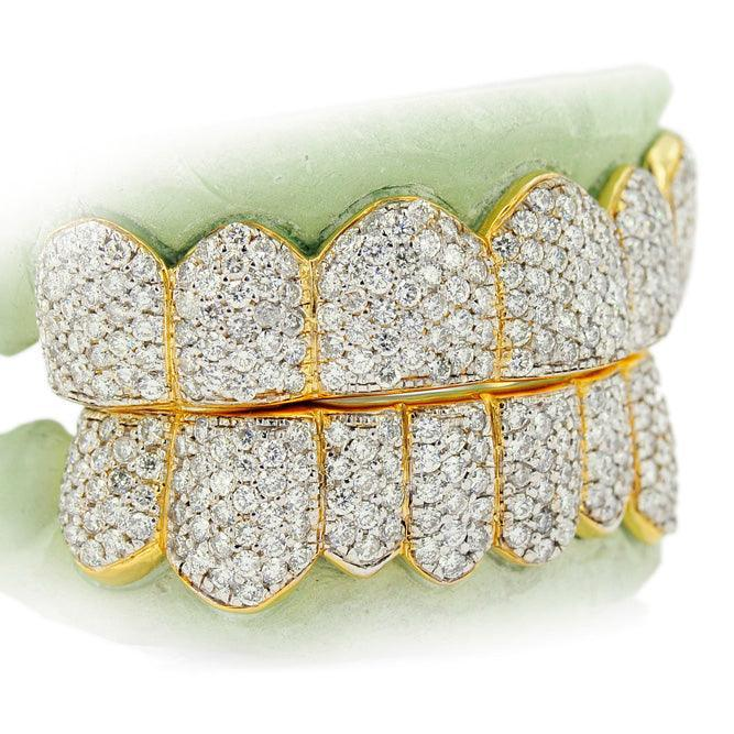 VVS Diamond Pave Full Set Grillz — Yellow Gold