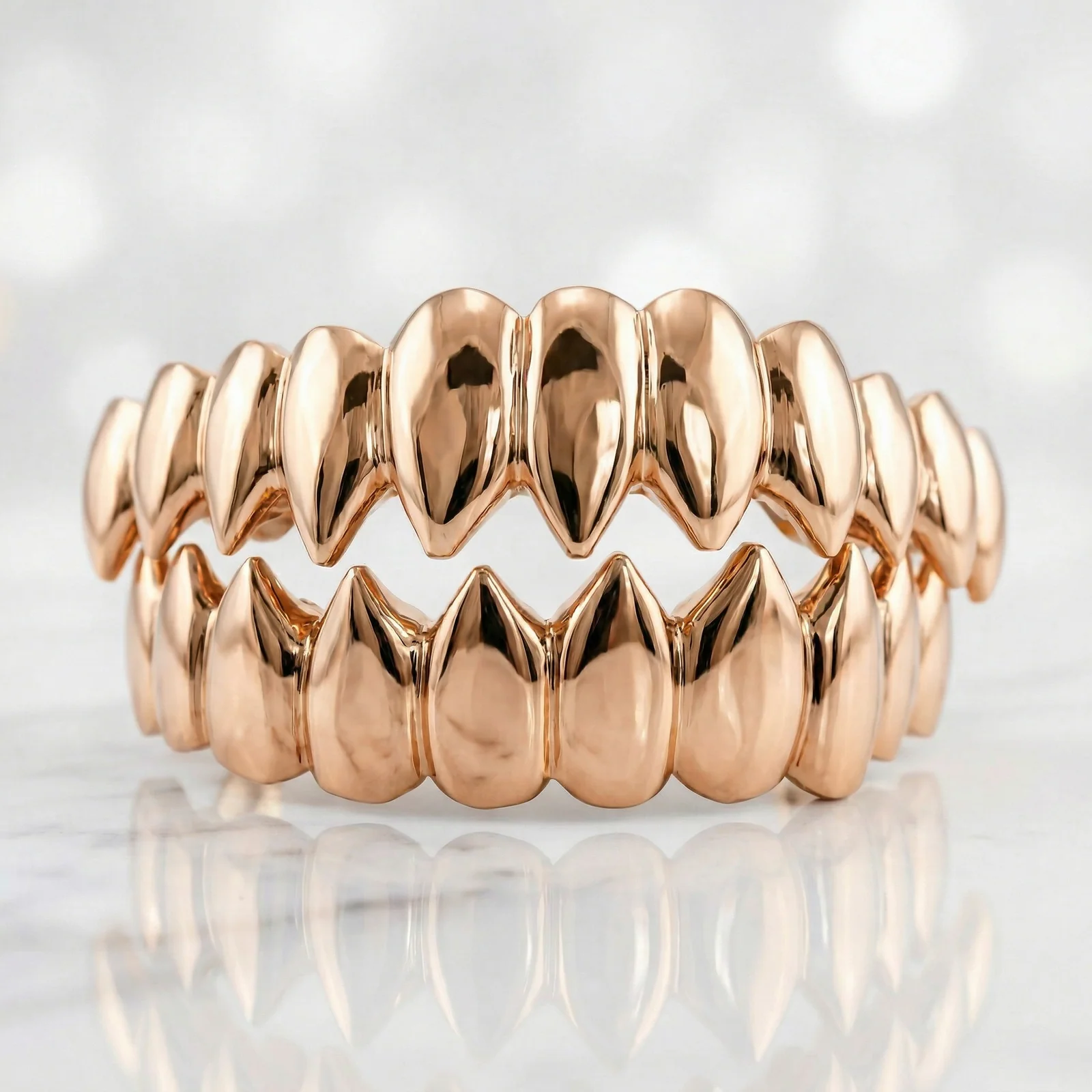 Solid Rose Gold Fang Top and Bottom Set