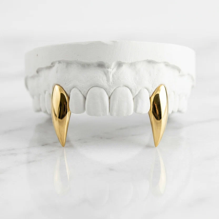 Solid Yellow Gold 2 Piece Fangs