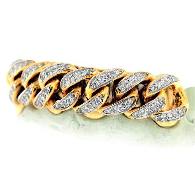Two Tone Diamond Miami Cuban Link Bracelet