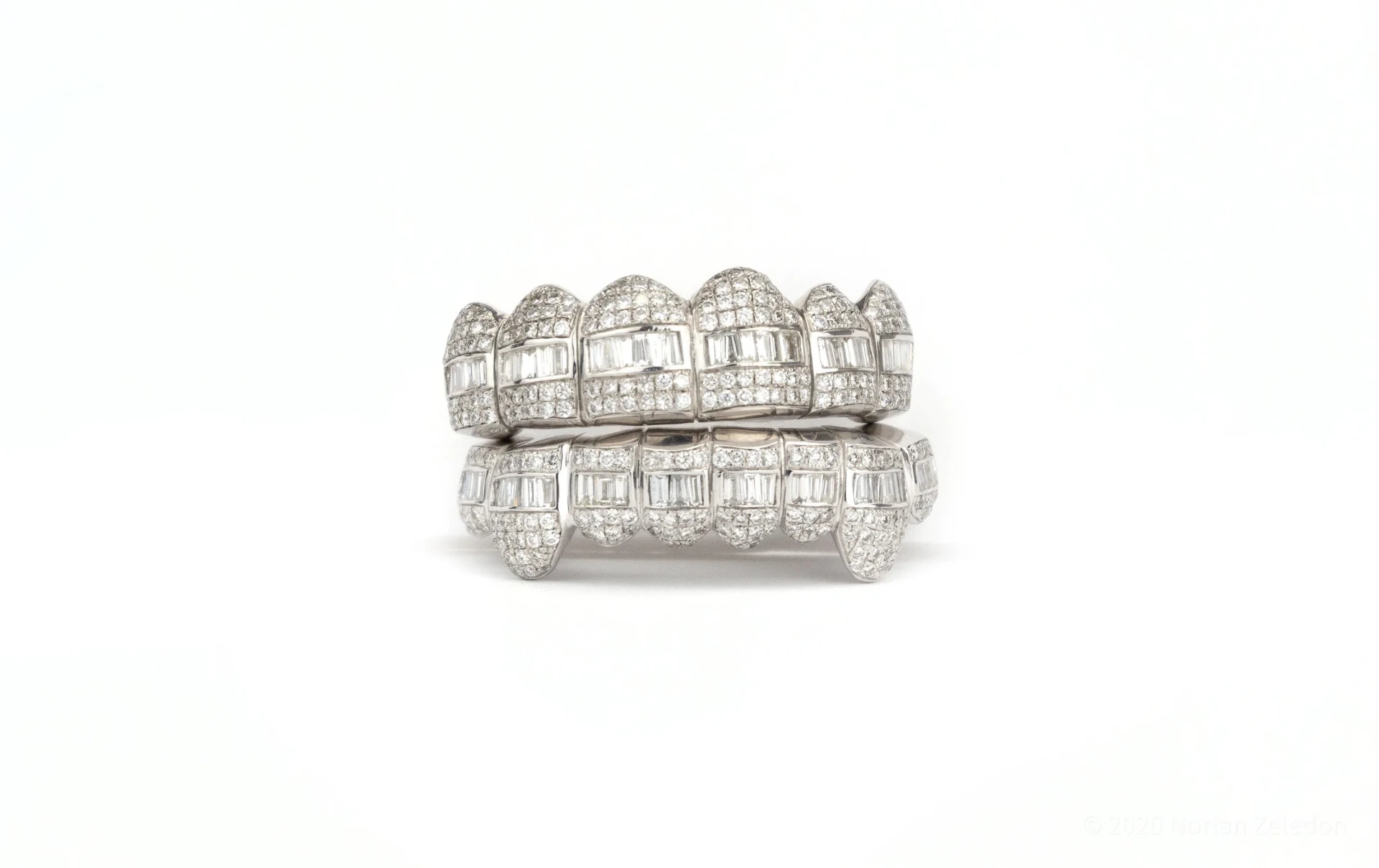 White Gold Baguette & Pave Diamond Full Set
