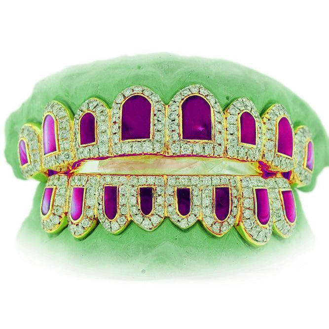 Purple Candy Paint Iced Out Top & Bottom Grillz