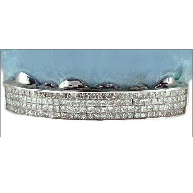 White Gold Four Row Invisible Set Diamond Bar Grillz