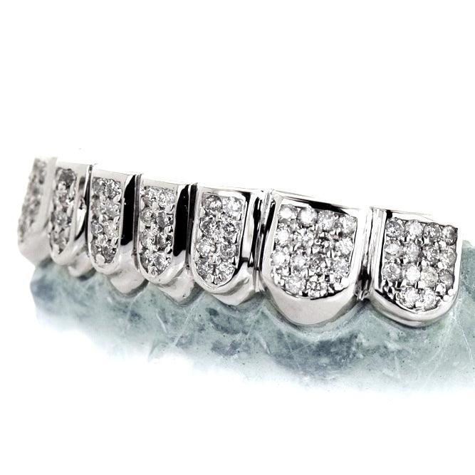 White Gold Pave Diamond Bottom Grillz