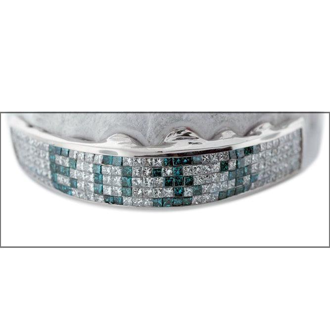 Blue & White Checkerboard Invisible Set Bar Grillz