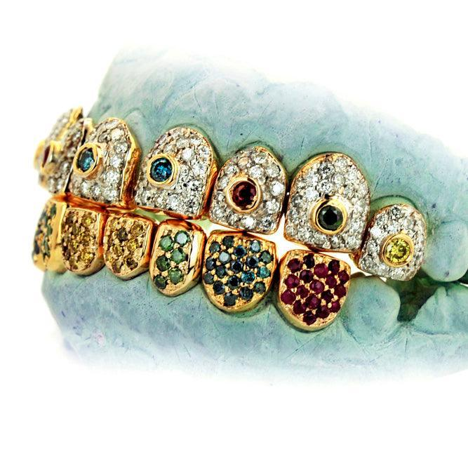 Multi Color Diamond Full Set Grillz