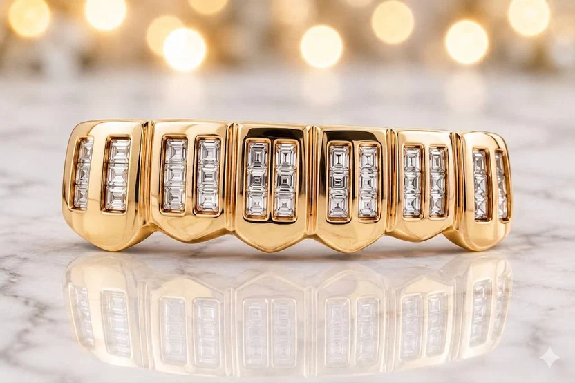 Baguette Diamond Channel Set Top Grillz